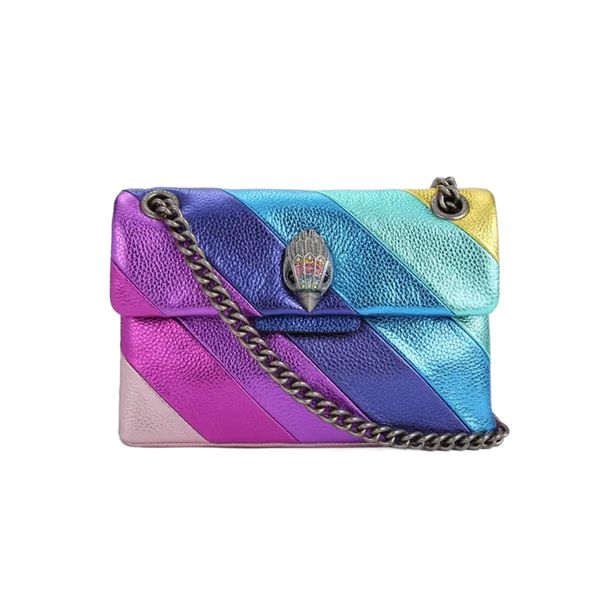 Moda premium Mujeres famosas Kurt Geiger bolso bolso de arco iris Lujo Londres Cuero genuino Maquillaje para hombre Bolso de hombro embrague diseñador tote Cadena de metal bandolera Bolsos