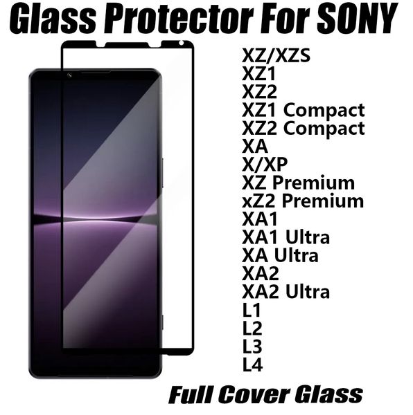 Protecteur d'écran de téléphone en verre trempé à couverture complète de qualité supérieure pour sony xeria xz xzs xz1 xz2 xz1-compact XA X XP XA1 Ultra L1 L2 L3 L4 Verre EN GROS