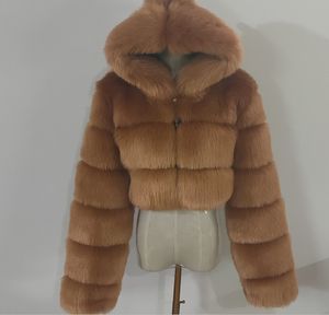 Premium bontjas korte stijl drie rijen vossen jas imitatie lange mouw dames jassen vrouwen top faux bont lagen luxe gewasjack populaire winteroverjas