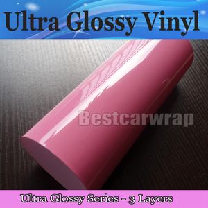 Premium Gloss Pink Vinyl Wrap High Shiny For Car Wrap Film met Air Bubble Free Vehicle Wrap bedekfolie zoals 3M 1080 Grootte: 1,52*20m/Roll