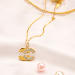 Premium gouden kettingen vergulde sierhanger ontworpen voor vrouwen lange ketting roestvrijstalen cirkelketting designer sieraden 45 cm met doos