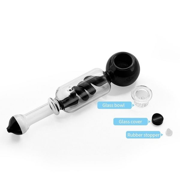 Pipe en verre à haute teneur en borosilicate de qualité supérieure pour fumer 7,87 pouces de longueur Pipes à tabac à herbes sèches transparentes avec fonction de filtre à essorage Bol amovible Cadeau pour homme