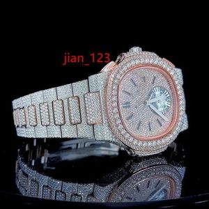 Premium hoge kwaliteit vvs topmerk hot custom dign hip hop mannen vrouw luxe hand set lced out diamant moissanite horloge40MEGV7J