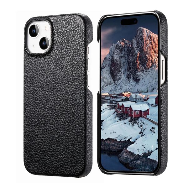 Fundas mate delgadas de cuero de grano Litchi Premium para iPhone 13 14 Pro Max 12 11 XS XR X 8 7 Plus, funda antideslizante de tacto suave para teléfono