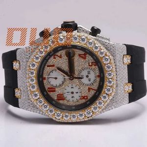 Montre de luxe personnalisée en or noir glacé VVS Moissanite diamant, montre mécanique Hip Hop avec Certification GRA