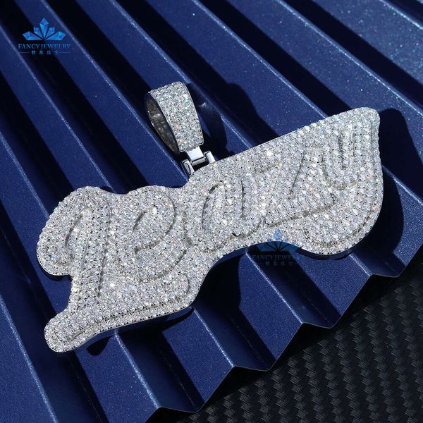 Precio de fábrica de lujo Premium Hip Hop 925 Sterling Silver Past Test VVS Moissanite Diamond helado Collar colgante