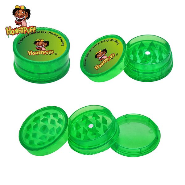 HONEYPUFF Broyeur d'herbes de tabac en plastique magnétique de qualité supérieure 40MM 3 couches dents de requin pointues acrylique épices Miller fumée broyeur d'herbes Miller