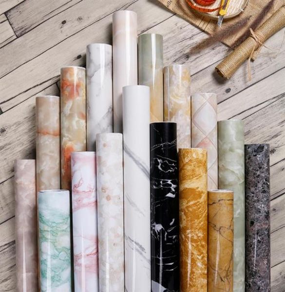Papel tapiz autoadhesivo impermeable de PVC de mármol de primera calidad, muebles de bricolaje, armario, renovación, decoración del hogar, cocina, baño, Sticke9016194