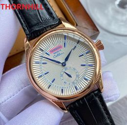 Premium Heren Japan Quartz Beweging Horloge 40mm Sub Dial Working Top Kwaliteit Zakelijke Waterdichte Echt Zwart Bruin Lederen Business Horloges Montre de Luxe