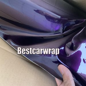 Premium Midnight Purple Glanzend Metallic Vinyl Wrap Car Wrap Met Luchtbel Met Lage Kleeflijm Maat 1 52 20M Rol329M