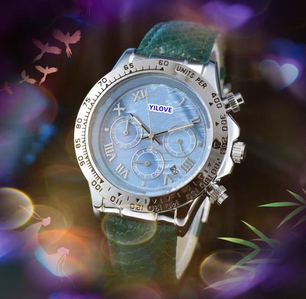 Prix Premium populaire femmes hommes automatique batterie Super montre en cuir véritable boucle Quartz chronographe étanche mouvement numéro romain cadran montre-bracelet cadeaux