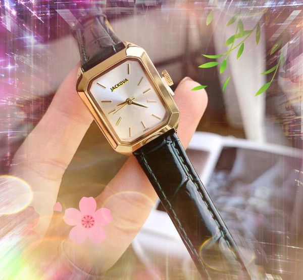 Precio superior movimiento de cuarzo moda mujer reloj fecha automática correa de cuero genuino diseño pequeño reloj de señora Espejo de cristal pulsera de cara cuadrada reloj de pulsera Regalos