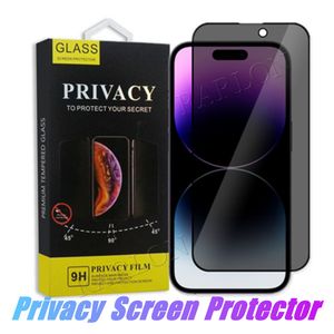 Protecteur d'écran de confidentialité haut de gamme, couverture complète, verre trempé anti-espion pour iPhone 15 14 Pro Max 14Plus 13 13Pro 12 11 XS XR X 8 7 6S Plus avec emballage