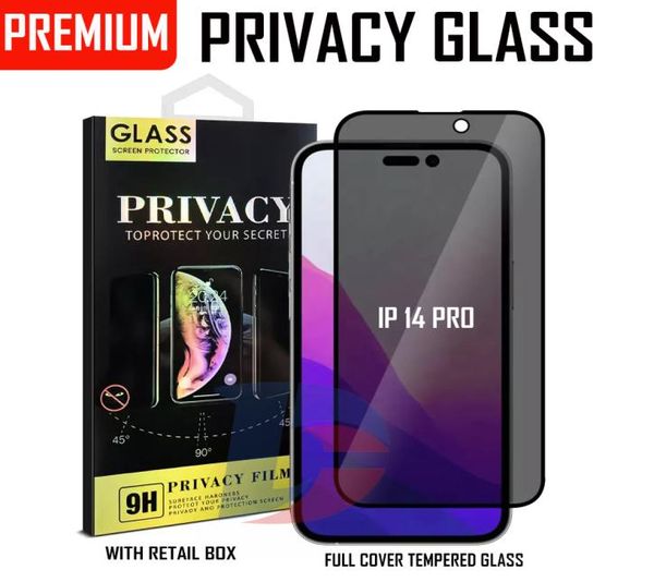 Protecteur d'écran de téléphone en verre trempé de confidentialité de qualité supérieure pour iPhone 14 13 12 11 Pro XR XS Max 7 8 Plus verre anti-espion antireflet avec 3356698