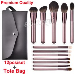 Premium Kwaliteit 12 Stks Make-up Borstel Set + Tote Bag Oogschaduw Borstels Poeder Contour Borstels Kit Cosmetica Concealer Foundation Brush Tools