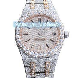 Matrícula antigua de calidad premium VVS VVS Clarity Moissanite Diamond Watch Watch de acero inoxidable de lujo para hombres