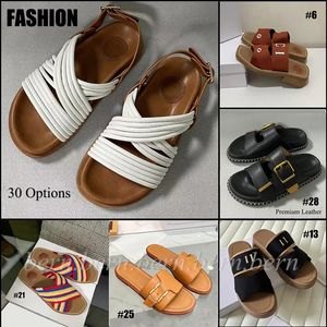 30 opties Premium mode mode dames canvas slides slippers lederen sandalen voor zomer strand sandalen