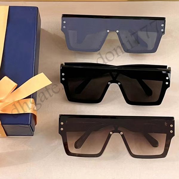 Lunettes de soleil carrées plein cadre de qualité supérieure avec chaîne en argent pour hommes femmes lunettes de soleil d'été avec boîte-cadeau