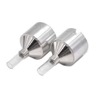 Premium Kwaliteit Handbediende Aluminium Rookmolen Poedervormige Trechter Roken Kruid 56mm 44mm Metalen Tabak Sigaret Kruiden Spice Crusher Miller Hand DHL