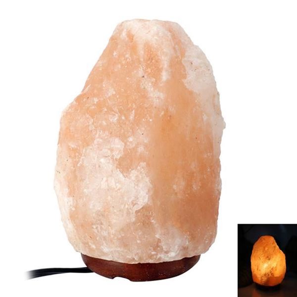 Lampe de roche de sel en cristal ionique de l'Himalaya de qualité supérieure avec interrupteur de cordon de câble gradateur prise US 1-2 kg - Natural238l