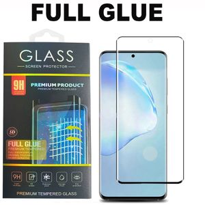 Protector de pantalla de teléfono de vidrio templado de cubierta completa con pegamento completo 5D para Samsung Galaxy S20 Plus Ultra S10 S9 S8 Note10 Plus NOTA9 Huawei P40PRO
