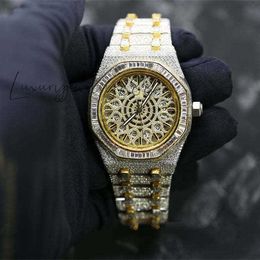 Premium redondo VVS MOISSANITE Reloj de acero inoxidable Reloj bien encendido por el reloj personalizado personalizado personalizado personalizado