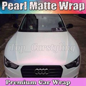 Premium Satijn parelwit tot roze shift Wrap Met Air Release Parelmoer Matt Film Car Wrap styling grafische 1 52x20m Roll315w