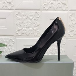 Talons hauts minces de qualité supérieure surdimensionnés, coupe pointue et peu profonde, chaussures pour femmes en cuir polyvalent toutes saisons, chaussures de mariage de créateurs de luxe 10,5 cm Tailles 35-43 + boîte