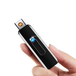 Premium Slim Luxury Haute Qualité Électrique USB Briquet Technologie Gaz Coupe-Vent Isqueiro Promotion Gratuite Expédition Rapide