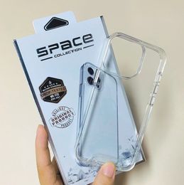 Étuis de téléphone Premium Space Clear Acrylique Couverture arrière Anti-Goutte Robuste Protecteur Transparent pour iPhone 15 14 13 12 11 Pro Max Xs XR 7 7p 8 8plus Samsung avec boîte de vente au détail