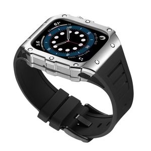 Boîtier en acier inoxydable de qualité supérieure + KIT MOD de bracelet en silicone pour Apple Watch Series 8 7 6 5 4