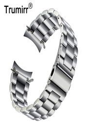Bande de montre en acier inoxydable premium pour Samsung Galaxy Watch 46 mm SMR800 Sports Band Solde à extrémité courbe bracelet Silver Black T8018956
