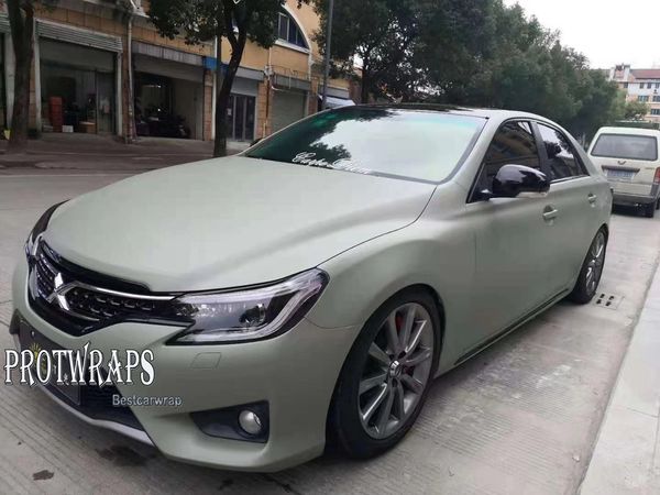 Premium Super Matte Khaki Green Sticker Envoltura de vinilo Todo el cuerpo del automóvil Envoltura de lámina Cubierta PELÍCULA Serie 1080 Pegamento inicial de baja adherencia 1.52x20m Rollo 5x65ft