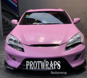 Premium Super Mat Pink Vinyl Wrap voor gehele auto's Body Wraping Covering Film 1080 Series Initiële lage tack Lijm 1,52x20m Roll 5x65ft