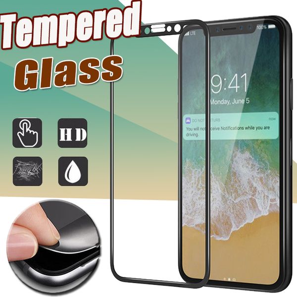 Screenprotector voor iPhone 15 Pro Max 14 Plus 13 Mini 12 11 XS XR X 8 7 SE 3D gebogen koolstofvezel Volledige explosie Gehard glas Explosiescherm Flim Guard