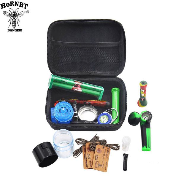 Juego de bolsas de tabaco de primera calidad, molinillo de plástico para fumar, tarro de almacenamiento, lata de metal, tubo de vidrio de silicona, One Hitter Dugout, máquina enrolladora HONEYPUFF, caja para encendedor, kits nuevos