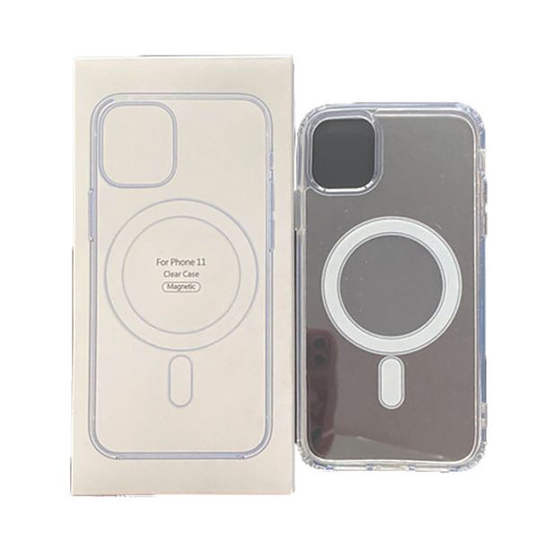 Cajas de teléfono magnéticas a prueba de golpes de acrílico transparente transparente premium para iPhone 15 14 13 12 11 Pro Max XR XS X 8 7 Plus Samsung S23 S22 Ultra con paquete al por menor