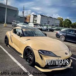 Premium Ultra Gloss Desert Yellow Vinyl Wrap Sticker Car Wraping Covering Film met luchtafgifte Initial Low Tack Lijm Top Kwaliteit Zelf Adhesive 1.52x20m 5x65ft