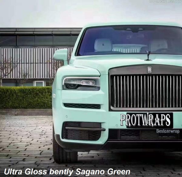Film de couverture d'emballage de voiture entière d'autocollant d'enveloppe de vinyle vert Sagano ultra brillant de qualité supérieure avec libération d'air colle initiale à faible adhérence feuille auto-adhésive 1.52x20m 5X65ft