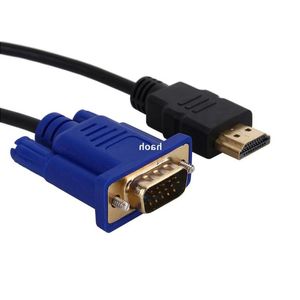 Freeshipping Premium Versie 6ft 18M Goud HDTV HD-MI naar VGA Mannelijke HD15 Video Adapter Kabel Koord Voor HDTV PC Laptop HD-MI Kabel Cabo ada Cvot