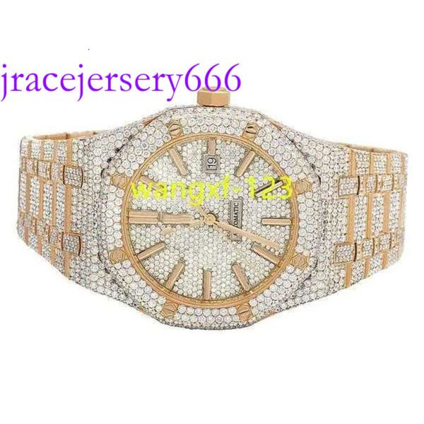 Premium VVS Iced Out Cordule Moissanite Diamond Bust Down Watch Caouths Rubber