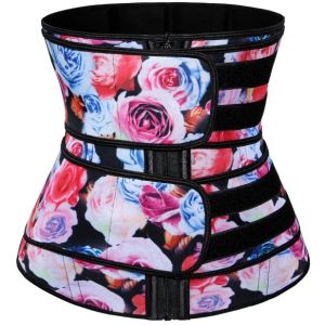 Premium Waist Trainer Néoprène Tissu Rose Imprimer Sauna Sweat Ceintures Corset Cincher Taille Trimmer Body Shaper Minceur Shapewear DHL Gratuit