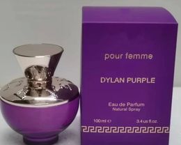 Premmierlash Merk Dylan paars Parfum 100 ml 3.4 oz Vrouwen Parfums Geur Pour Femme Lady Parfum Natuurlijke Spray Bloemen Fruitige Lange Geur snelle verzending
