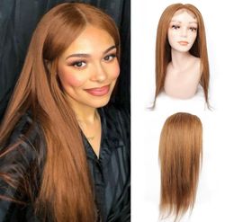 Perruque à cheveux humains brésiliens pré-glués 4x4 Wig avant en dentelle Honey Couleur blonde silky raide perruque 6413681