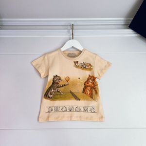 Preppy 23SS niños camiseta de algodón niños de lujo traje niños camisetas de gama alta camisetas de diseñador de verano Hilo elástico escote tops de algodón Ecológico pr O2Io #