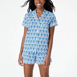 Preppy Monkey Pyjamas Set Women Y2K kleding Rapelkraag met één borsten met korte mouwen met korte mouwen en shorts 2000s loungewear 240514