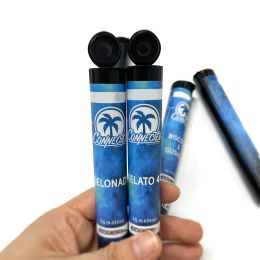 Voorgerolde kegels 5 opties verbonden zwarte plastic pre-roll buizen fles met spanningslabels op maat bedrukte stickers cali verpakking buis 12 LL