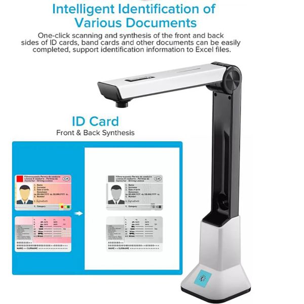 Presentador Portable Portable 8 megapíxeles Doc escáner Doc Captura A4 Documento Cámara Reconocimiento Escáner Windows MacOS