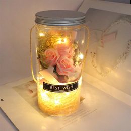 Savon de fleurs préservées Rose LED Cadeau d'anniversaire de la Saint-Valentin Immortel RVB Lumière Dôme multicolore Véritable Rose éternelle CCE12602
