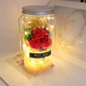 Fleur préservée savon Rose LED saint valentin cadeau d'anniversaire immortel RGB lumière multicolore dôme vraie Rose éternelle a072582214